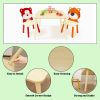 3 Pieces Kids Table and Chair Set , Kids Wood Table with 2 Chairs Set Cartoon Animals (Bear&Tiger)