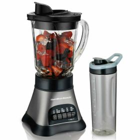 Hamilton Beach Wave Crusher Blender with 40oz Glass Jar and Blend-in Travel Jar Black