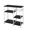 35.5" Kitchen Baker's Rack Utility Storage Shelf Microwave Stand 3-Tier 3-Tier Table For Spice Rack Organizer Workstation Dark Brown