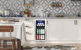 Built-in and Freestanding 15" Mini Beverage Refrigerator/Wine Cabinet, 120 Cans, 34-65Â¬âˆžF, Quiet, Adjustable Shelves, LED Lighting, ETL , Touch Contro