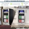 Built-in and Freestanding 15" Mini Beverage Refrigerator/Wine Cabinet, 120 Cans, 34-65Â¬âˆžF, Quiet, Adjustable Shelves, LED Lighting, ETL , Touch Contro