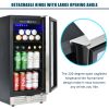 Built-in and Freestanding 15" Mini Beverage Refrigerator/Wine Cabinet, 120 Cans, 34-65Â¬âˆžF, Quiet, Adjustable Shelves, LED Lighting, ETL , Touch Contro