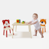 3 Pieces Kids Table and Chair Set , Kids Wood Table with 2 Chairs Set Cartoon Animals (Bear&Tiger)