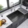 36 inch Farmhouse Kitchen Sink Gunmetal Black Apron Front 16 Gauge Stainless Steel Deep Single Bowl Kitchen Farm Sinks