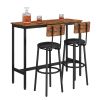 Bar Table Set with 2 Bar stools PU Soft seat with backrest (Rustic Brown; 43.31''w x 15.75''d x 23.62''h)