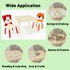 3 Pieces Kids Table and Chair Set , Kids Wood Table with 2 Chairs Set Cartoon Animals (Bear&Tiger)