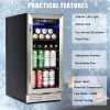 Built-in and Freestanding 15" Mini Beverage Refrigerator/Wine Cabinet, 120 Cans, 34-65Â¬âˆžF, Quiet, Adjustable Shelves, LED Lighting, ETL , Touch Contro