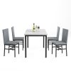 5-piece dining table set 5-piece set with faux marble tabletop and 4 durable gray velvet chairs, perfect for kitchen, breakfast area, living room.