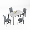 5-piece dining table set 5-piece set with faux marble tabletop and 4 durable gray velvet chairs, perfect for kitchen, breakfast area, living room.