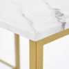 TREXM 3-piece Modern Pub Set with Faux Marble Countertop and Bar Stools; White/Gold