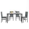 5-piece dining table set 5-piece set with faux marble tabletop and 4 durable gray velvet chairs, perfect for kitchen, breakfast area, living room.