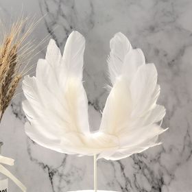 Feather wings cake decoration card (Color: White)