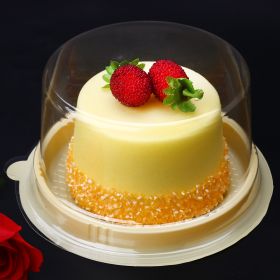 Cake Packaging Box Transparent Round Blister Box (Option: Yellow-50pcs-4inch)