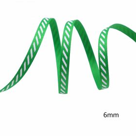 Diagonal Stripe Rib Ribbon Holiday Decoration (Option: green-100 Yards)