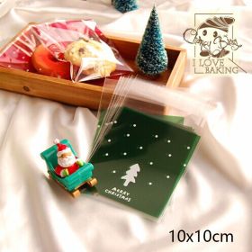 Christmas Old Man Sleigh Self-adhesive Self-sealing Cookie Packaging Bags (Option: Green Christmas Tree100pcs)