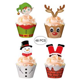 Christmas Cupcakes Around The Edge Of The Card (Option: Photo Color-48PCS)